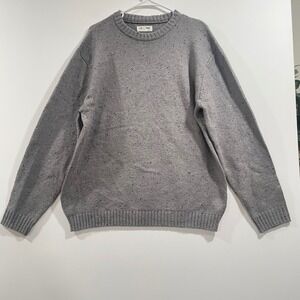 Line of Trade Mens XL Grey Donegal Wool Blend Elbow Patch Crewneck Sweater